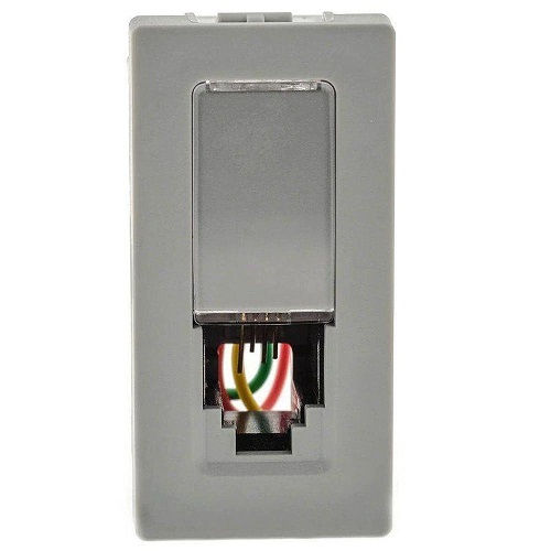 Módulo Módulo Tomada Telefone RJ11 4 Fios PVC Cinza Linha Pial PLUS Mais