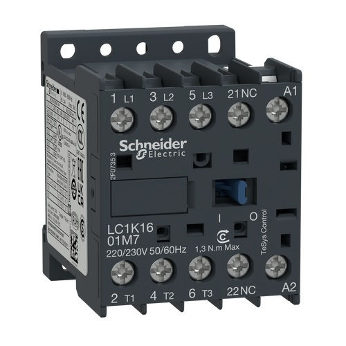 Contator Principal Tripolar 16A Mini 1NF 24VCA 50/60 Hz LC1K16 Tesys-k Conexão para Parafuso