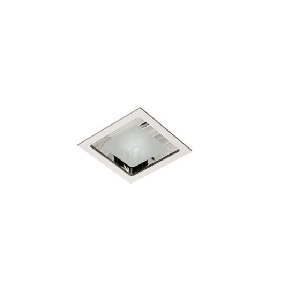 Plafon Embutir Quadrado 2x20W para Lâmpada Compacta Alumínio Fixo com Soquete E27 com Vidro Fosco Branco