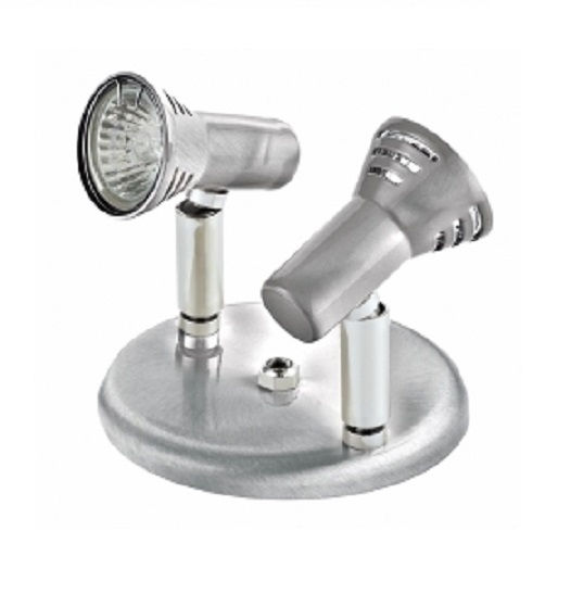 Spot Sobrepor Alumínio 2x50W Direcionável com Lâmpada Dicróica 127VCA Escovada Linha Flash