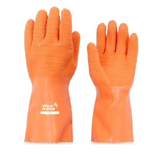 Luva Látex Corrugada Adere Contra Agente Mecânico/Químico/Térmico Tamanho 8 (M) Laranja Ca 40174