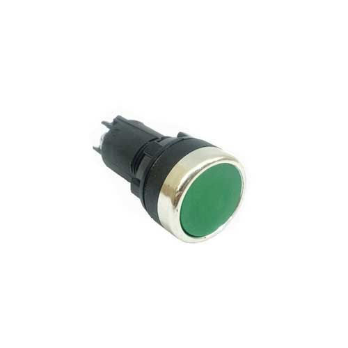 Botão Pulsador PVC Faceado 22,00 mm Verde Aro Cromado com Elemento 1NA+1NF Opaco