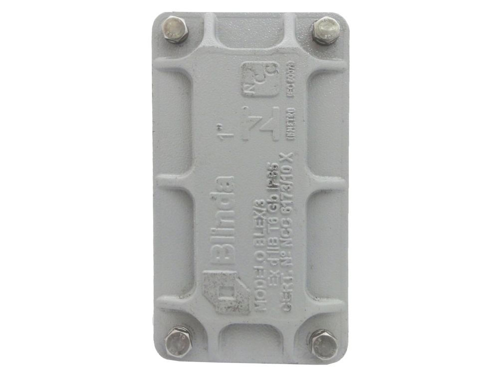 Condulete Alumínio Prova de Explosão Tipo e 1" com Rosca NPT com Tampa com Vedação Cinza Pintura Epóxi IP65