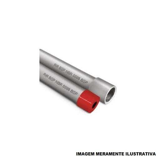 Eletroduto Pesado Galvanizado Eletrolítico Parede 1,55 mm 2"X3 M com Rosca BSP com Luva