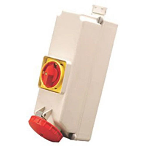 Tomada PVC 3P+T 6H Sobrepor Industrial Redonda 63A/380/440VCA com Tampa Vermelha Surelock com Bloqueio Mecânico