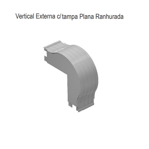 Curva Alumínio Plana Ranhurada Vertical Externa 90G Raio 60 mm para Canaleta Dutotec 45 mm Branca Standard