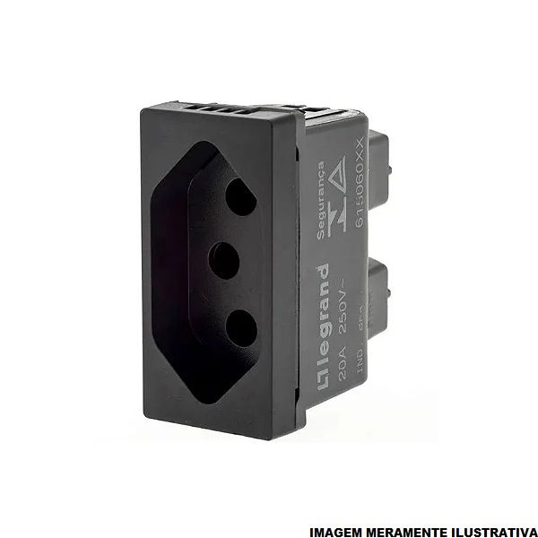Módulo Módulo Tomada NBR 2P+T 20A/250VCA PVC Preto Linha Pial PLUS Mais