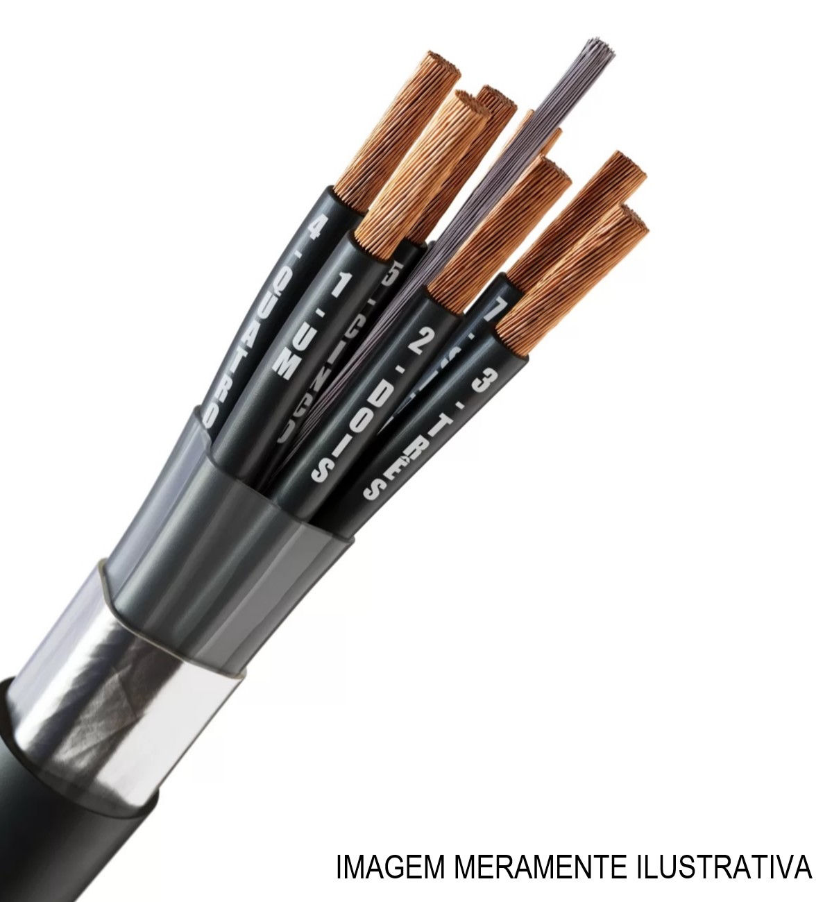 Cabo Cobre Isolado PVC 70G 1 kV 6x 2,50 mm² Controle Blindado Preto NBR 7289 Vias NUMERADAS/C/FITA Aluminizada