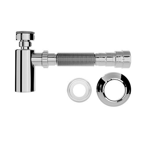 Sifão Sifão PVC Extensivo Corrugado Universal Copo para Lavatório 1.1/2"-1.1/4"-7/8" 245-480 mm Cromado