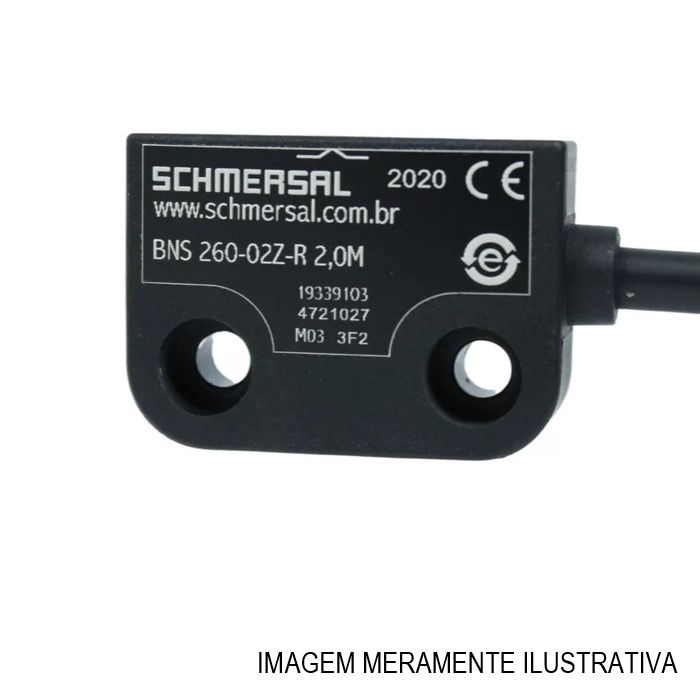Sensor Magnético de Proximidade BNS 260-02Z-R Retangular 2NF de Segurança Alcance 5 mm com Cabo 20 M 6 Fios IP67 Atuador Separado