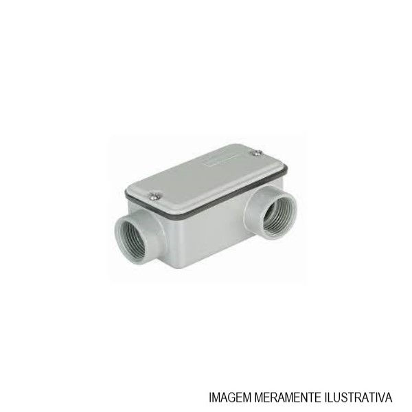 Condulete Alumínio Tipo C 3" com Rosca BSP e Vedação Externa com Tampa Cega com Vedação Cinza