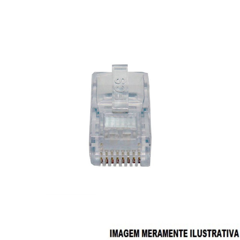 Plugue Macho RJ45 Categoria 5E 8 Fios Incolor
