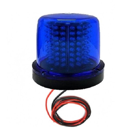 Sinaleiro PVC LED Rotativo Lente Lisa Azul 24VCC com Buzzer 64 LEDs
