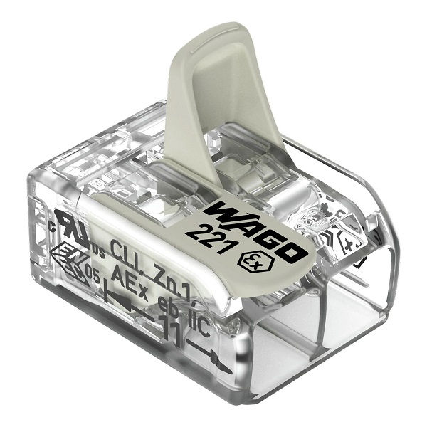 Conector Emenda Bipolar PVC para Cabos 0,14-4,00 mm² 440V Transparente com Alavanca