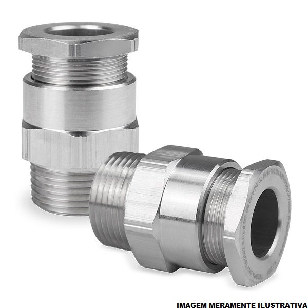 Prensa Cabo Alumínio Não Armado EXD IIC 3/4" com Rosca NPT Cinza IP66 Range 15,0A 19,5 mm