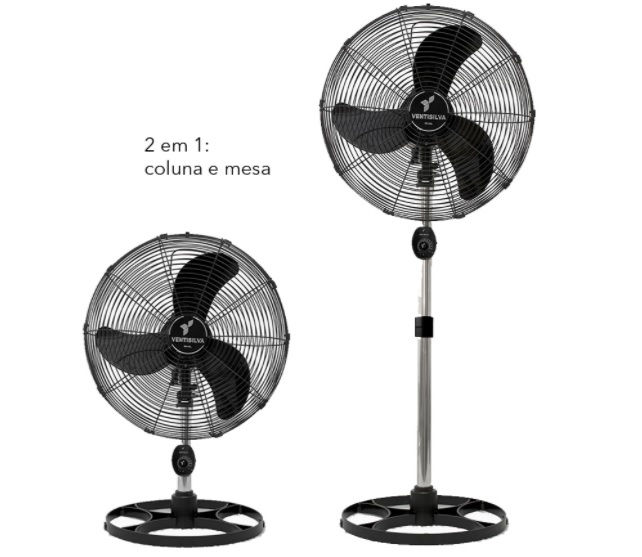 Ventilador Coluna NYLON Redondo 500 mm 127-220VCA 137/135W 50/60 Hz 1570/1480 RPM Preto e Cromado