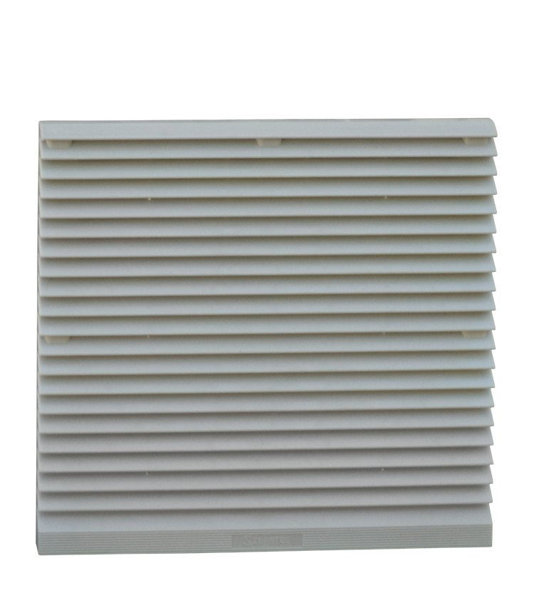 Conjunto Ventilação PVC com Grelha e Filtro 180x180/255x255 mm Veneziana Cinza