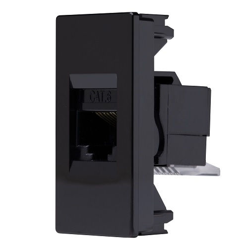 Módulo Módulo Tomada RJ45 8 Fios CAT6 PVC Preto Linha Unno