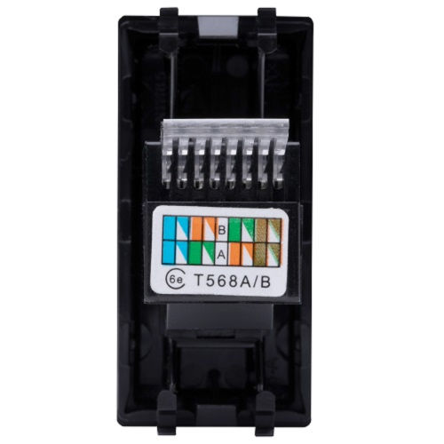Módulo Módulo Tomada RJ45 8 Fios CAT6 PVC Preto Linha Unno