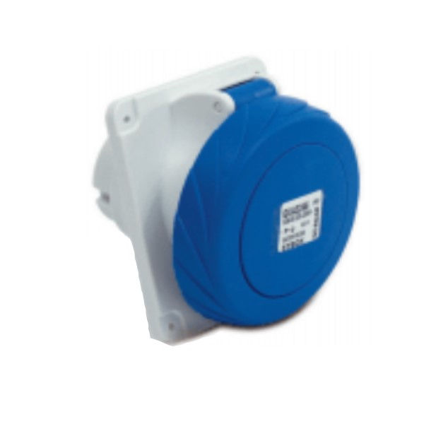 Tomada PVC 2P+T 6H Embutir Industrial 63A/250V Cinza/Azul Quasar IP67