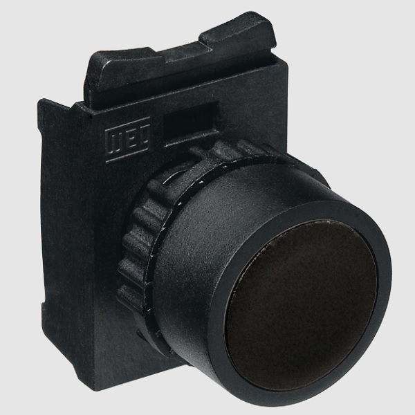 Botão Botão Pulsador PVC Faceado 22,00 mm Preto Aro Preto com Elemento 1NA Opaco sem Gravação IP66