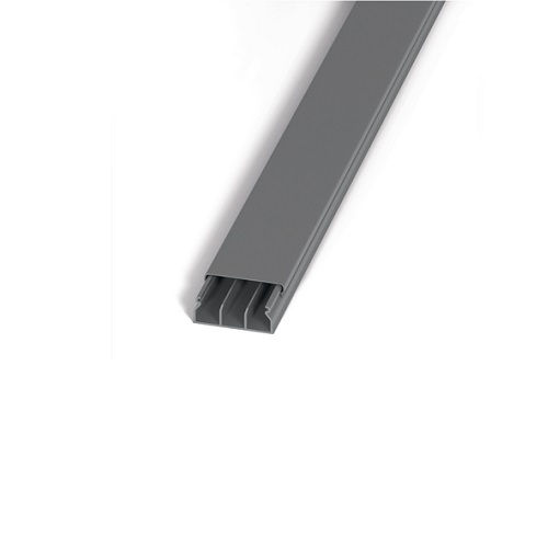 Canaleta PVC Aparente Lisa com Divisória 20x50x2000 mm com Tampa Cinza