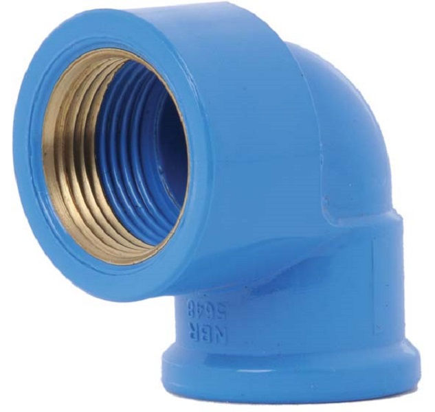 Joelho PVC 90G Bolsa e Rosca com Inserto Metálico 32 mmX3/4" Classe 15 Azul Água Fria