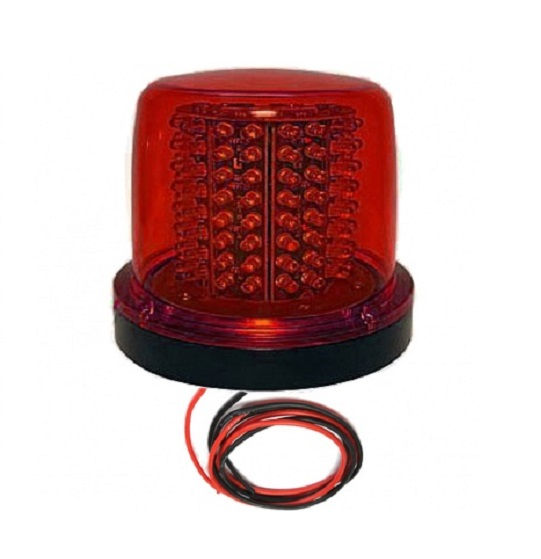 Sinaleiro PVC LED Rotativo Lente Lisa Vermelho . 24V com Buzzer 64 LEDs