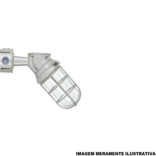Arandela Industrial Blindada Articulável 1x100W Alumínio com Soquete E27 com Difusor Policarbonato Grade IP65