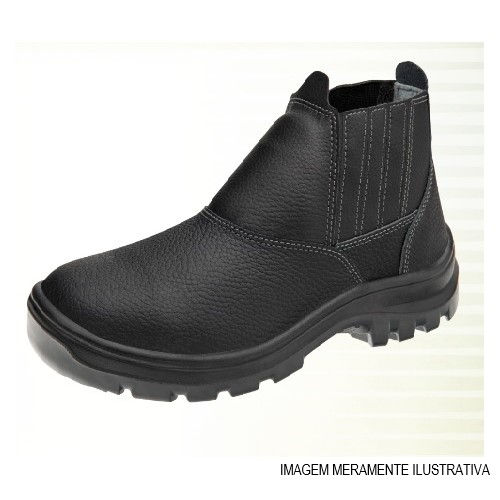 Botina Couro com Elástico Botina com Solado Bidensidade com Biqueira Aço Tamanho 38 Preta Vulcaflex Ca 43339 PU Bidensidade 10VB48A