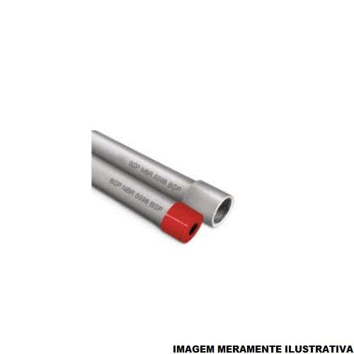 Eletroduto Pesado Galvanizado Eletrolítico Parede 1,50 mm 1"X3 M com Rosca BSP com Luva