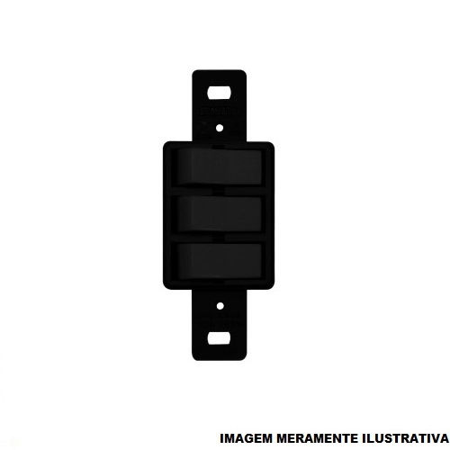 Interruptor Embutir 3 Teclas Simples Horizontal 10A/250VCA Preto Light sem Placa