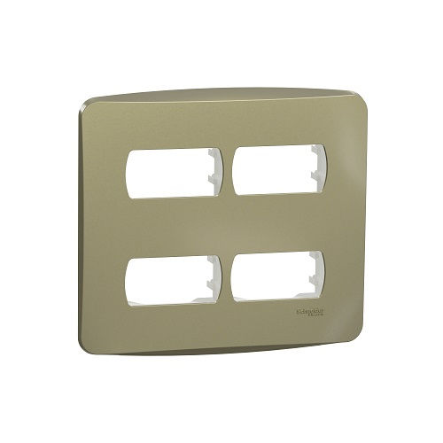 Placa PVC para 2 Módulos + 2 Distanciados 4x4 Dourada Linha Miluz com Suporte