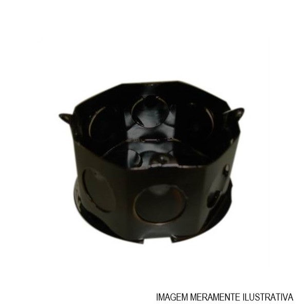 Caixa Derivação Embutir Ferro Esmaltado 4x4 Octogonal Móvel Simples Preta