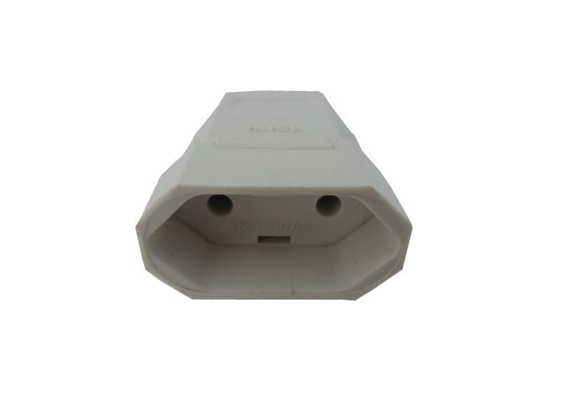 Plugue Fêmea 2P Redondo 10A 250VCA PVC Branco