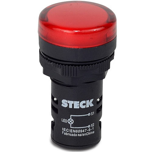 Sinaleiro Led PVC Faceado Lente Lisa com LED 22 mm 220VCA Vermelho