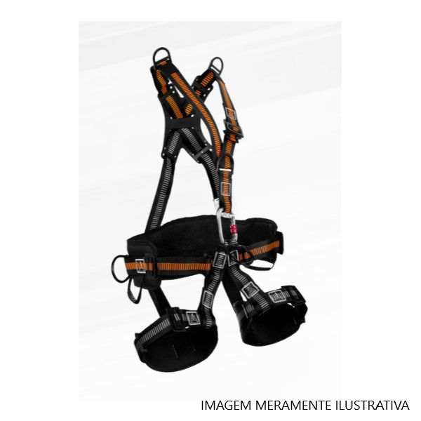 Cinturão Cinturão Paraquedista Polister com 6 Pontos Conexão HAR36 Preto e Laranja Ca 41042 Ajustável XG Prevenção Queda Ajustável XG