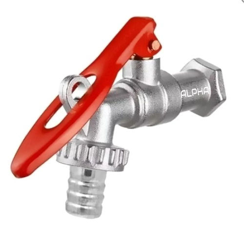 Torneira Jardim Metálica Esfera com Suporte para Cadeado 1/2" Cromada