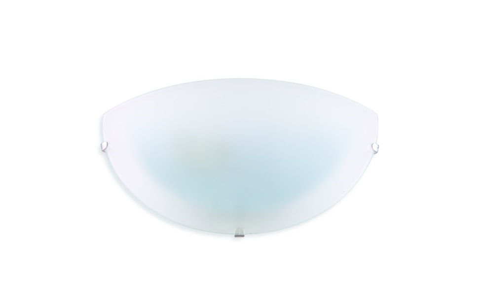 Plafon Sobrepor Meia LUA 1x40W para Lâmpada LED com Vidro Fosco E27 Branco