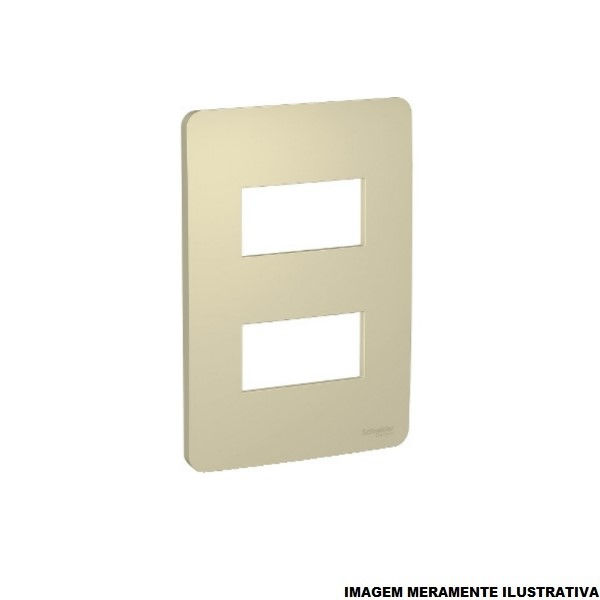 Placa PVC para 2 Módulos 4x2 Dourada Linha Essence Orion Horizon Gold