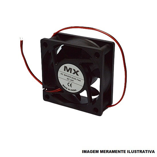 Ventilador Micro PVC Quadrado 60x60x25 mm 24VCC 3,36W 50/60 Hz 4500 RPM Preto