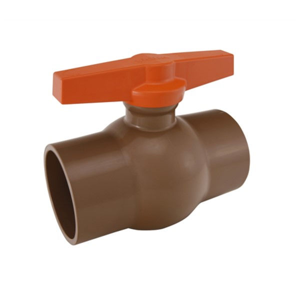 Registro PVC Esfera Alavanca Soldável 110 mm Classe 15 Marrom Água Fria