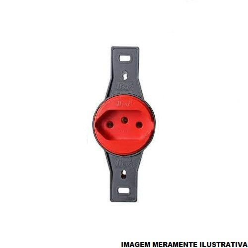 Tomada Embutir NBR 2P+T Embutir Redonda com Haste 10A/250VCA sem Placa Vermelha