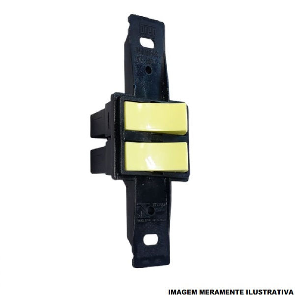 Interruptor Embutir 2 Teclas Simples Horizontal 10A/250VCA Corpo Preto/Tecla Amarela Linha Tradicional sem Placa
