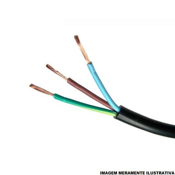 Cabo Cobre Isolado PVC 70G 500V 3x 2,50 mm² PP Preto NBR 247-5 Classe 5 Vias Coloridas