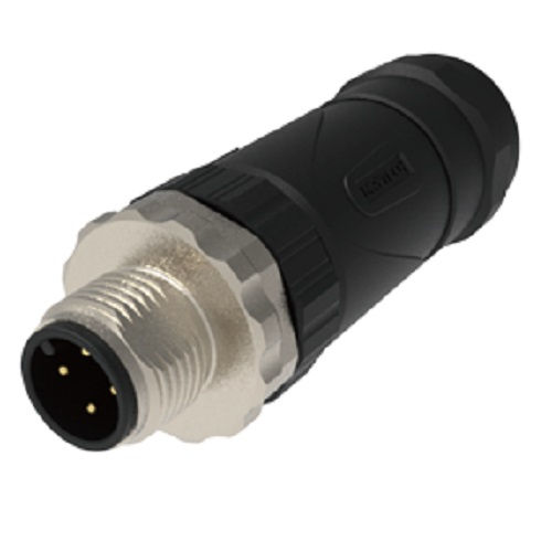 Conector Macho Reto para Sensor 4 Pinos NYLON M12 com Cabo IP67 Preto