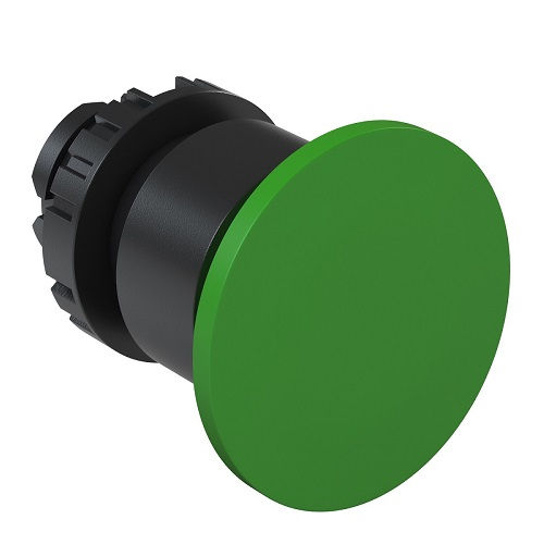 Botão Botão Pulsador PVC Cogumelo 22,00 mm Verde com Elemento 1NA Opaco sem Gravação Diâmetro 40,00 mm