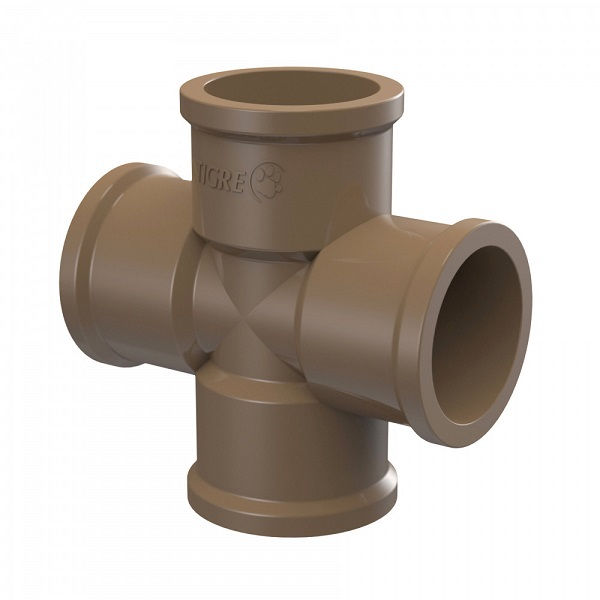 Cruzeta PVC Soldável 50 mm Classe 15 Marrom Água Fria