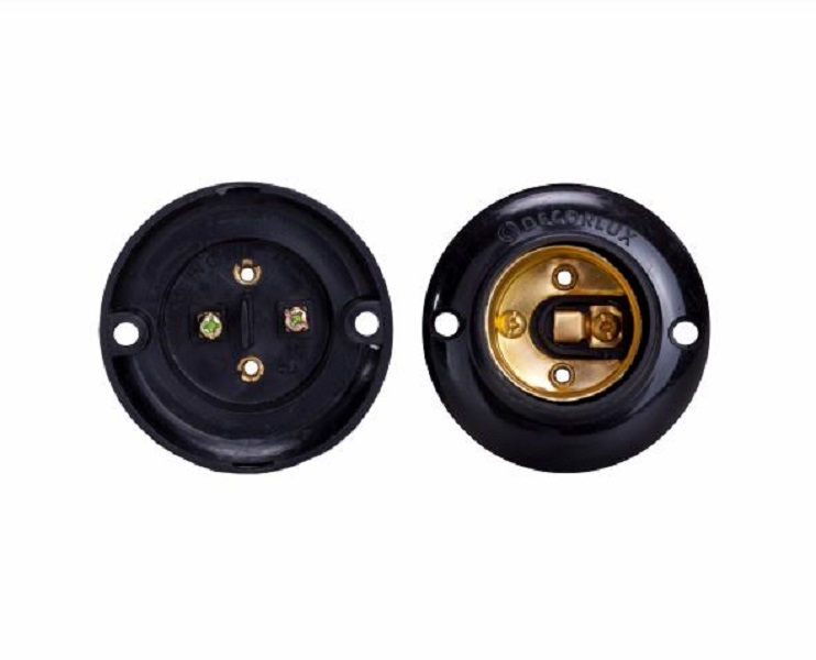 Soquete PVC Sobrepor sem Rabicho para Lâmpada E27 com Base Reta Preto