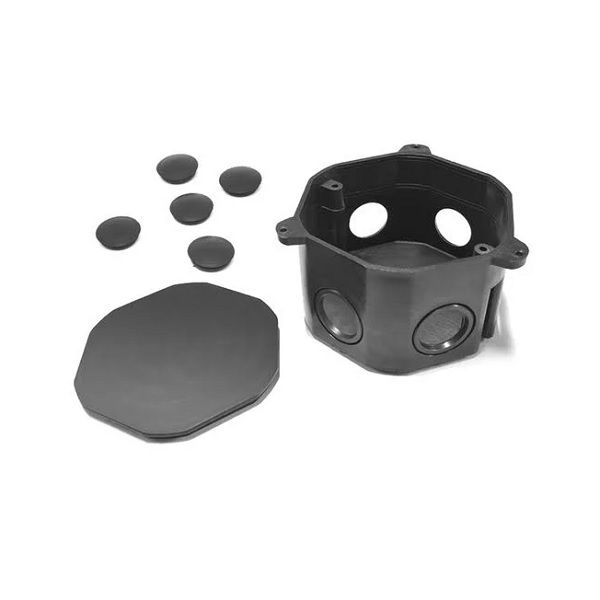 Caixa Derivação Embutir PVC 4x4 Sextavada 3/4" Preta com Tampa para Teto